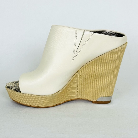 SAM EDELMAN Kylie Cream Leather Platform Espadrille style wedge heels, Size 7 - Picture 6 of 16